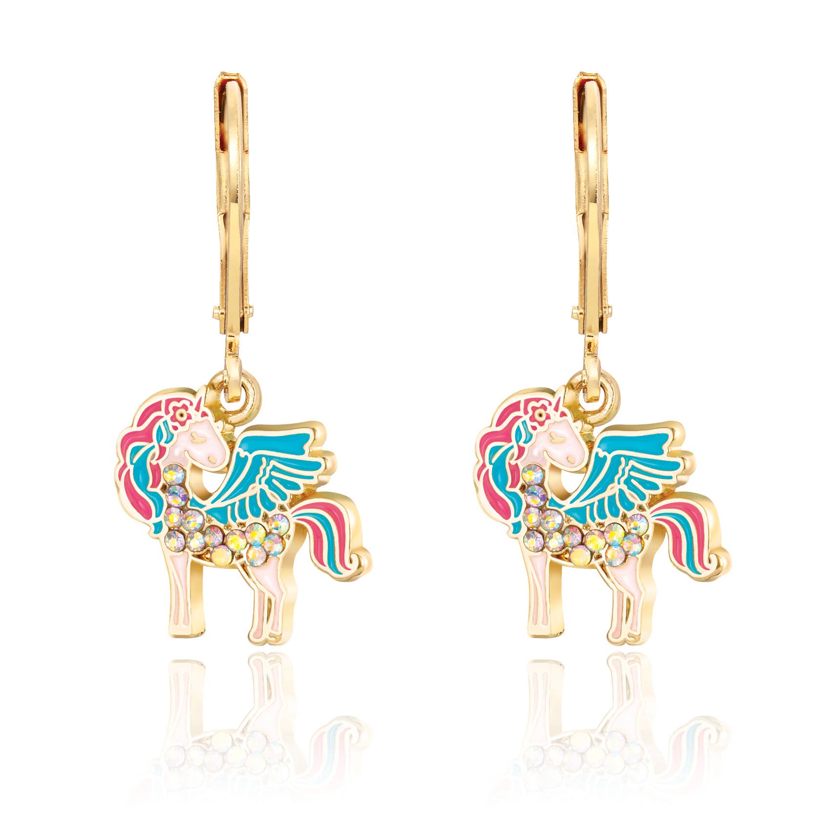 Unicorn Magic Crystal Leverback Dangle Earrings for Kids