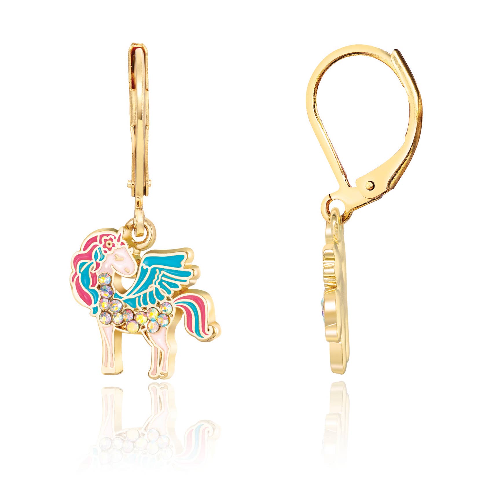 Unicorn Magic Crystal Leverback Dangle Earrings for Kids