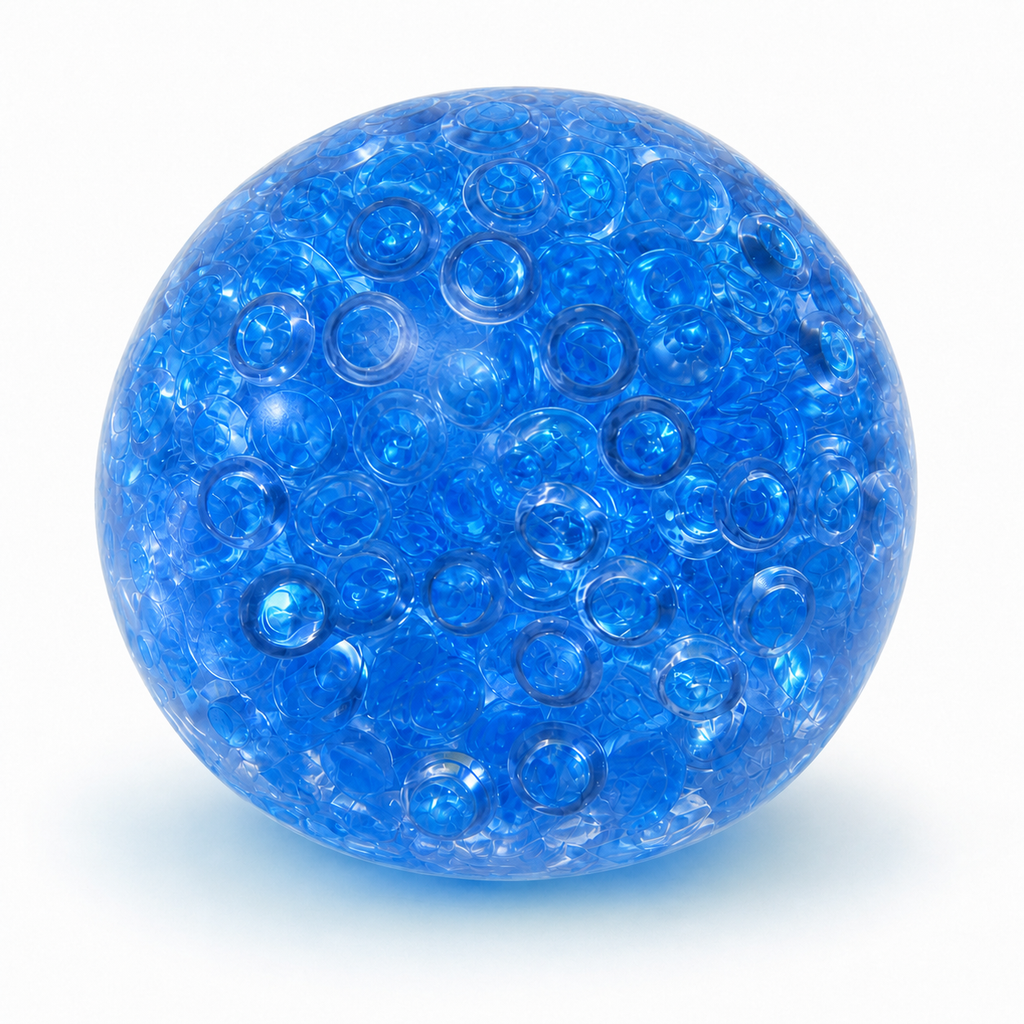 Blue gem crunch squishy stress ball with clear raised bubble texture