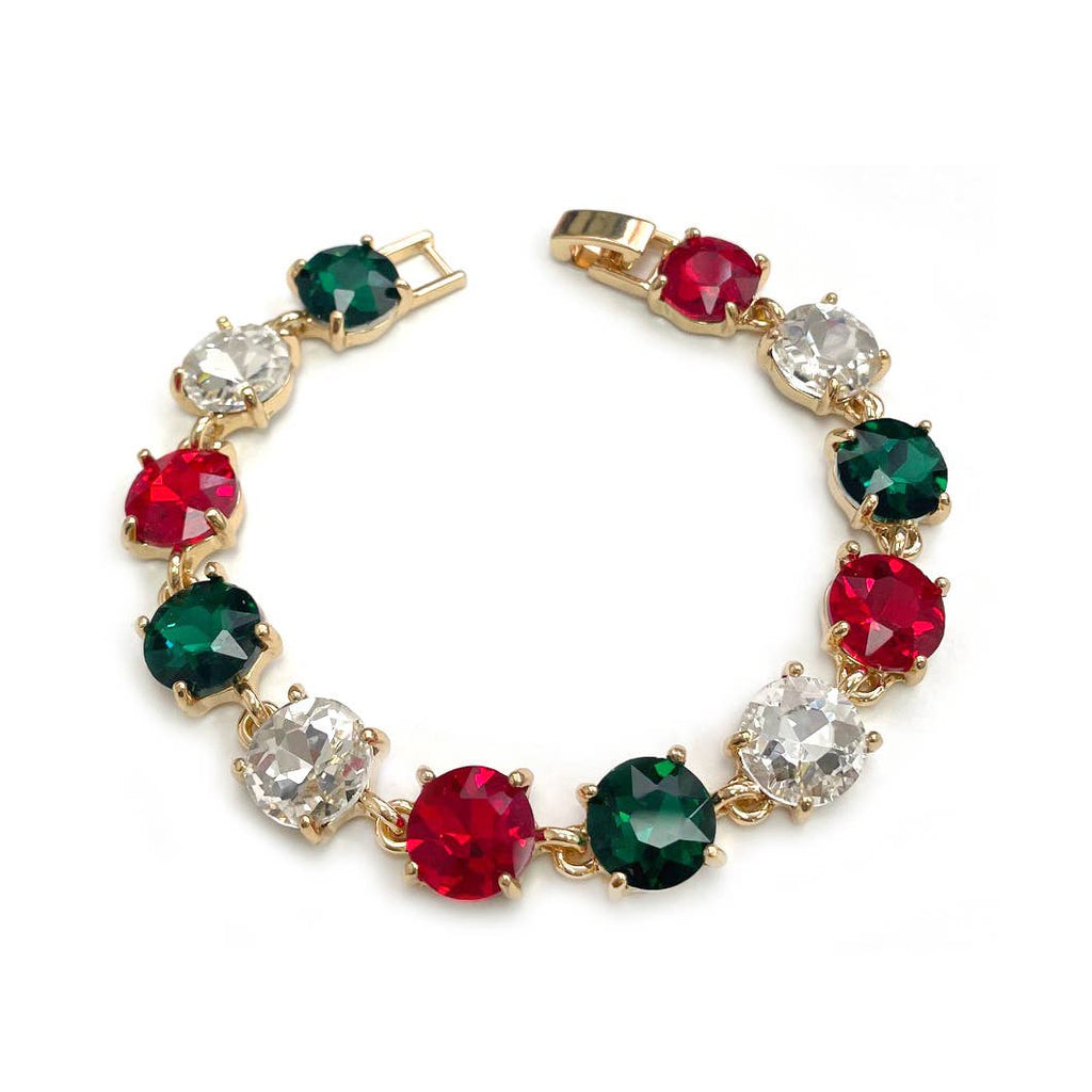 Round Cushion Cut Crystal Glass Linked Bracelet
