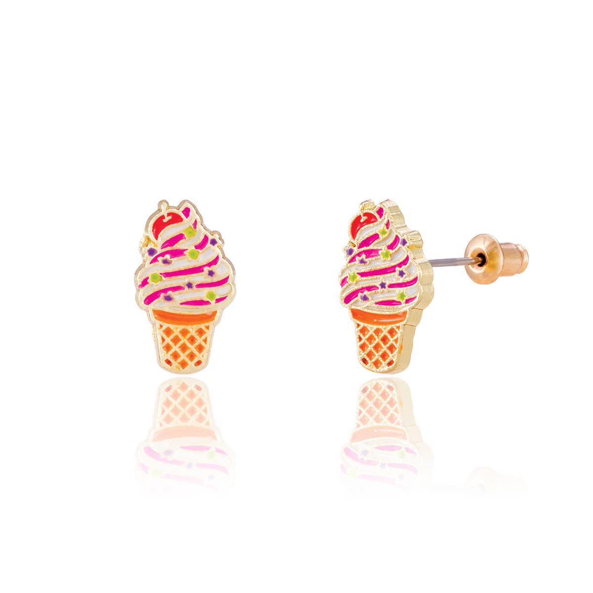 Soft Serve Swirl Cutie Stud Earrings for Kids