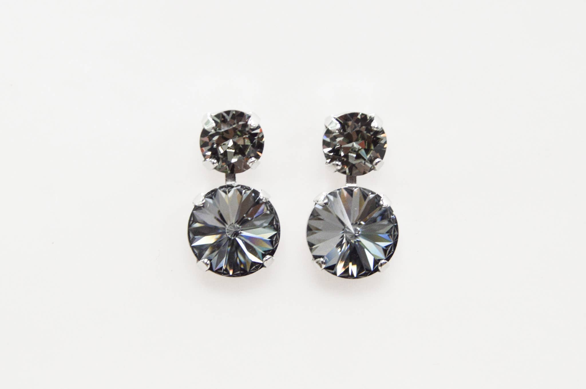 City Night Life Grey Swarovski Crystal Stacked Earrings