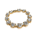 Gold-tone linked bracelet with clear cushion-cut crystals