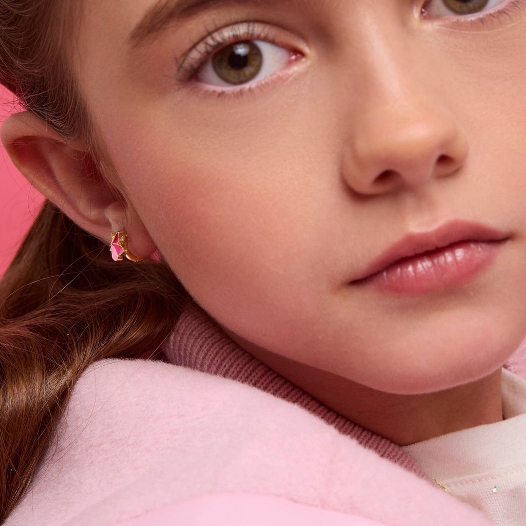 Butterfly 18K Gold Plated Huggie Earrings for Kids