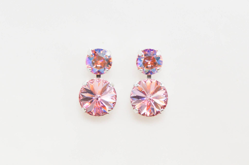 Blossom Pink Swarovski Crystal Stacked Earrings