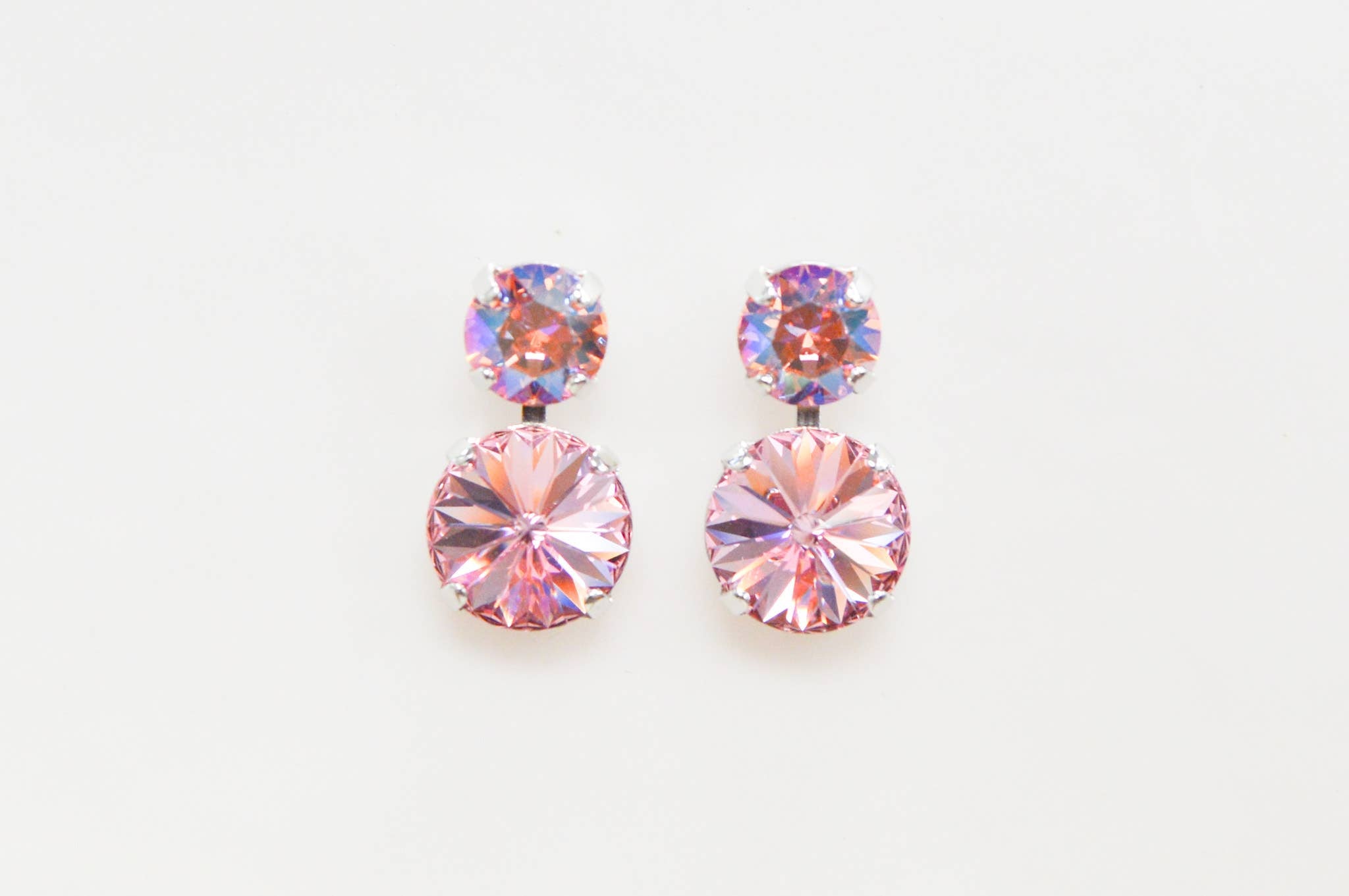 Blossom Pink Swarovski Crystal Stacked Earrings