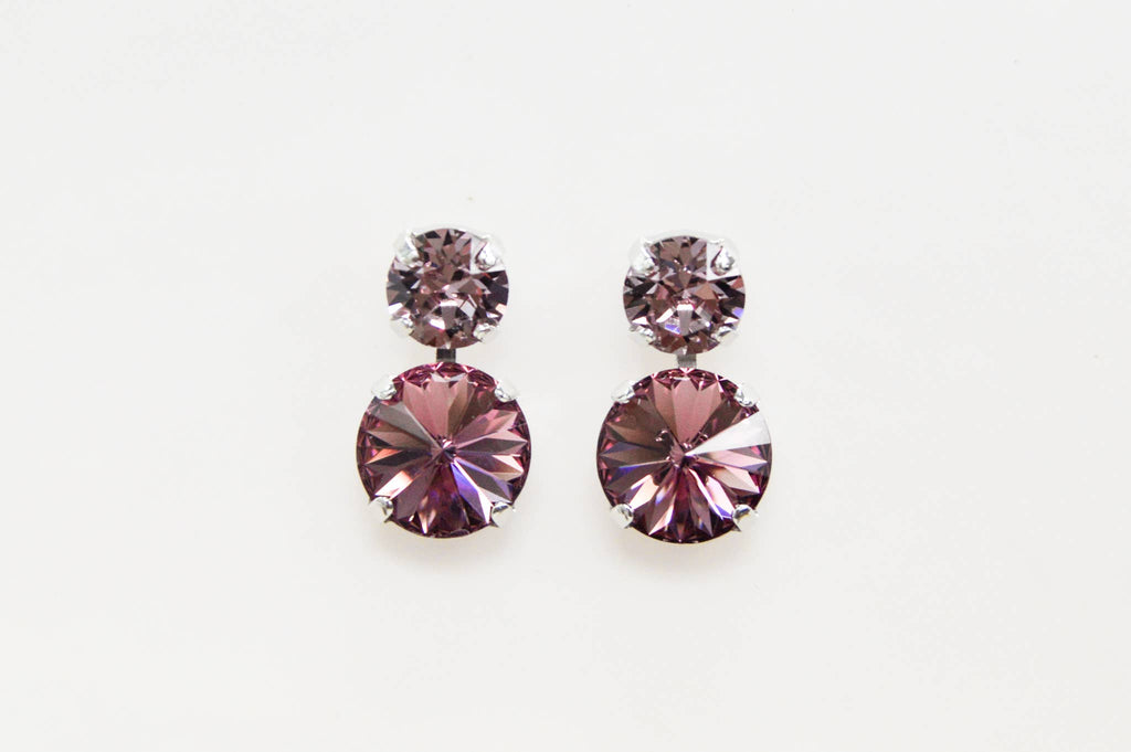 Sugar Plum Swarovski Crystal Stacked Earrings