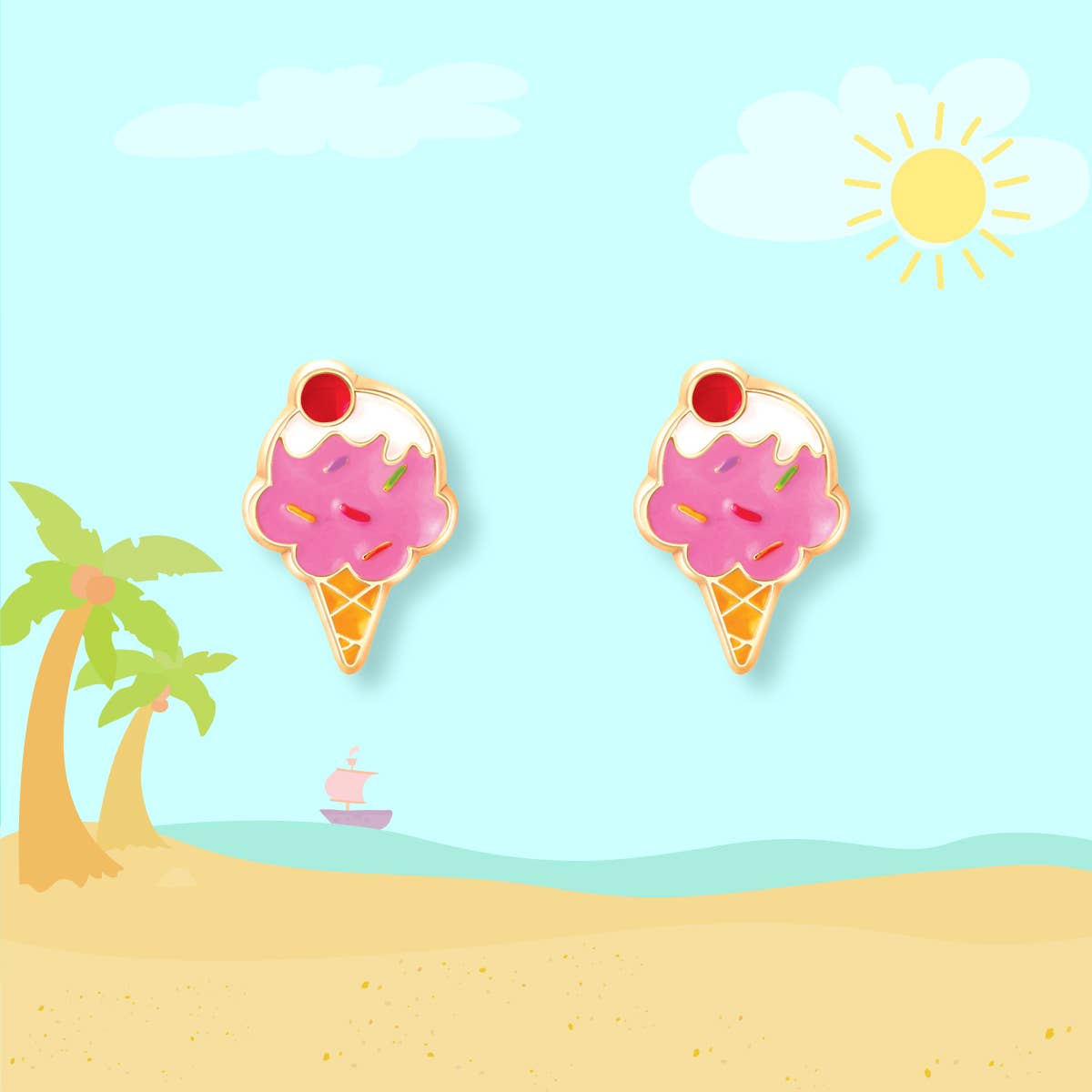 Ice Cream Dream Cutie Stud Earrings for Kids