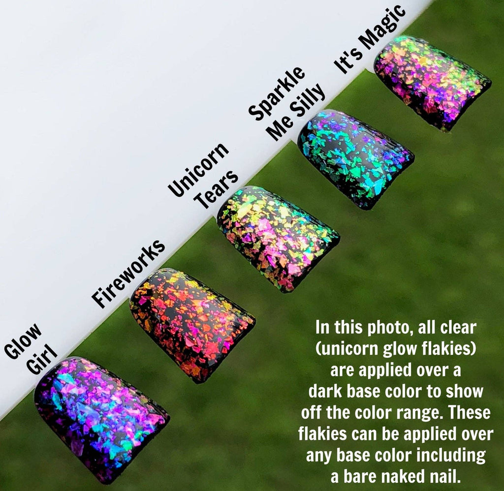 Glow Girl Unicorn Flakie Nail Polish - Pink Purple Blue Color-Shifting Topper