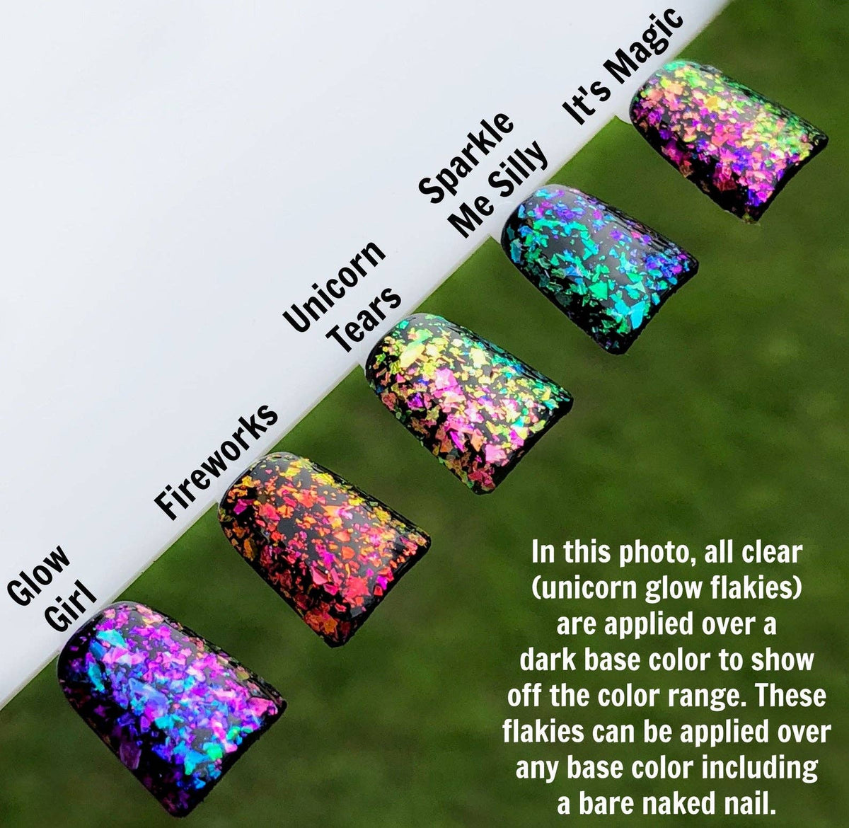 Glow Girl Unicorn Flakie Nail Polish - Pink Purple Blue Color-Shifting Topper