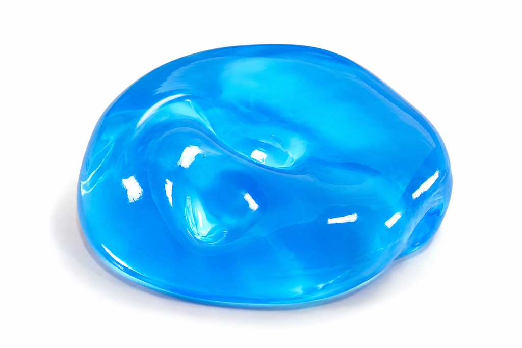 FEELZiES™ squishy putty balls, glossy blue moldable disc