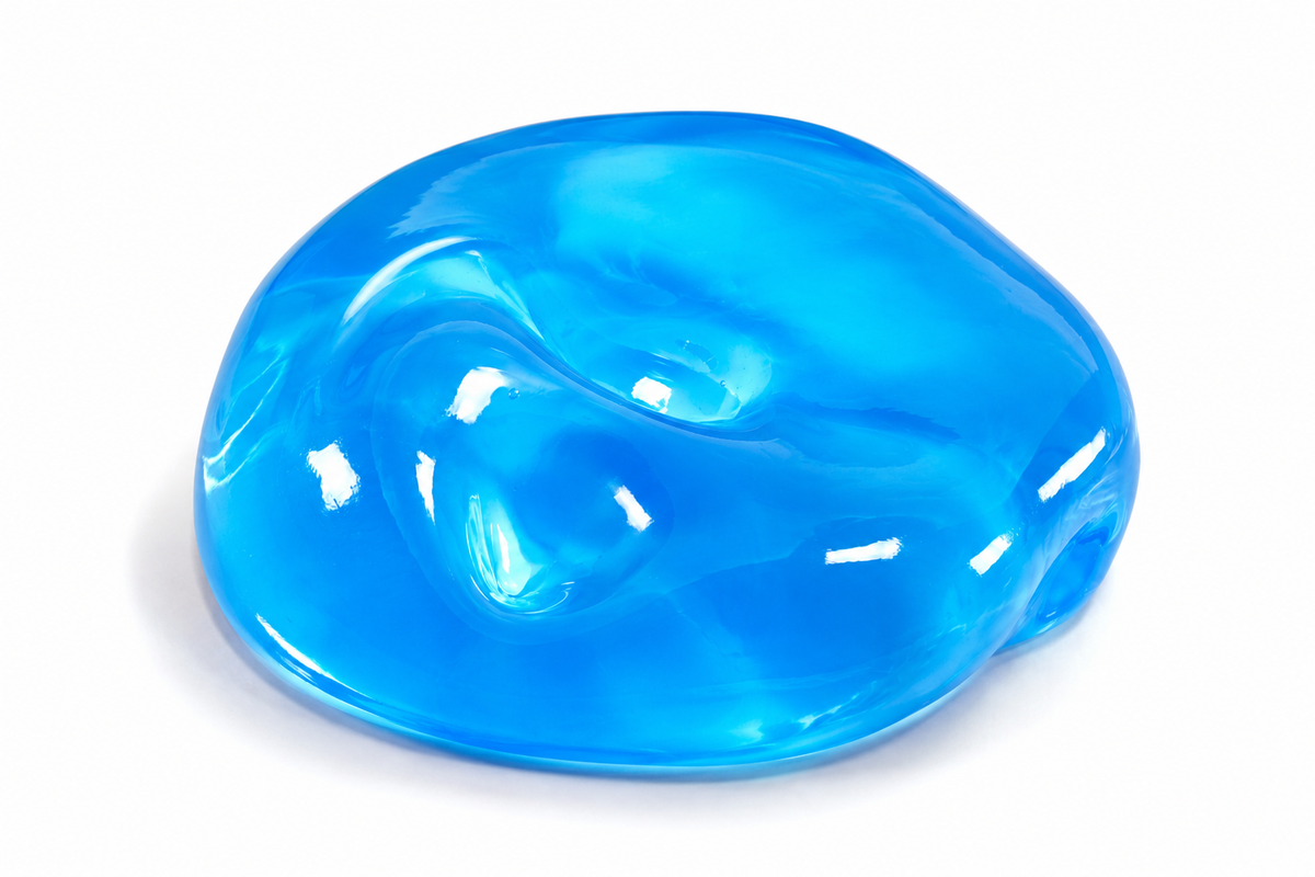 FEELZiES™ squishy putty balls, glossy blue moldable disc
