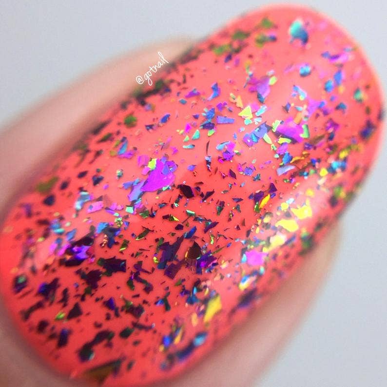 Aftershock Color-Shifting Flakie Nail Polish - Rainbow Multichrome Topper