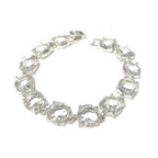 All-clear round-cut crystal linked bracelet with gold-tone bezel settings