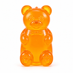 Orange gummy bear slow rebound squishy fidget toy with bow-tie details