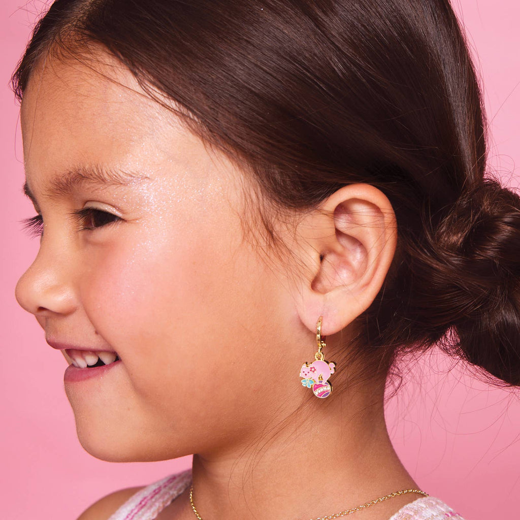 Purr-fect Kitty Huggie Hoop Dangle Earrings for Kids