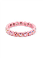 Pink square crystal stretch bracelet with clear faceted stones