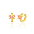 Pink Bow 18K Gold Plated Huggie Earrings for Kids