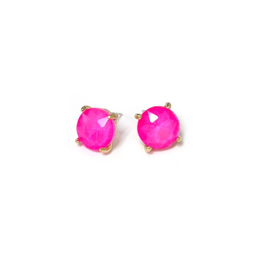 Sterling Silver S925 Post 12mm Round Glass Stud Earrings