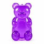 Purple gummy bear slow rebound squishy fidget toy with bow-tie details