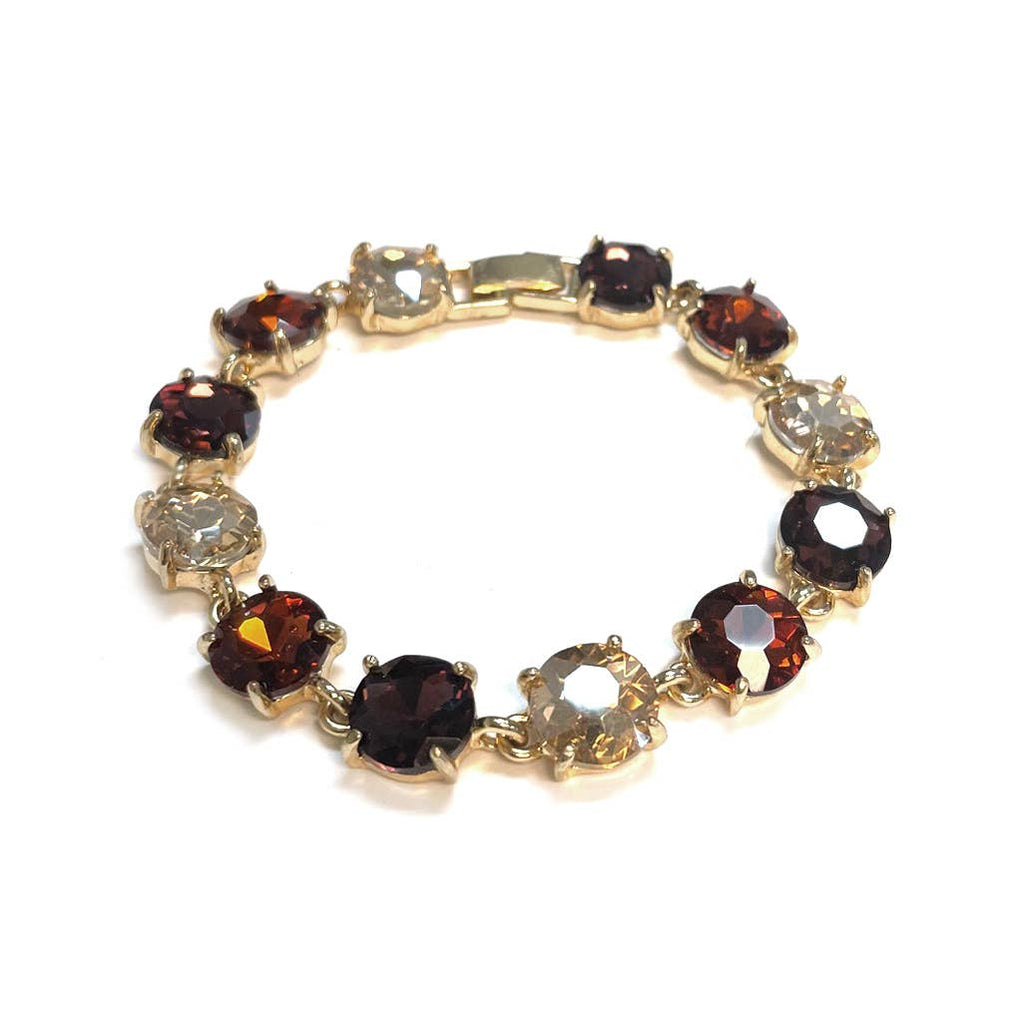 Round Cushion Cut Crystal Glass Linked Bracelet
