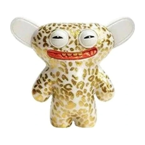 Leopard-print plush-style collectible figure with red open mouth and gray eye highlights