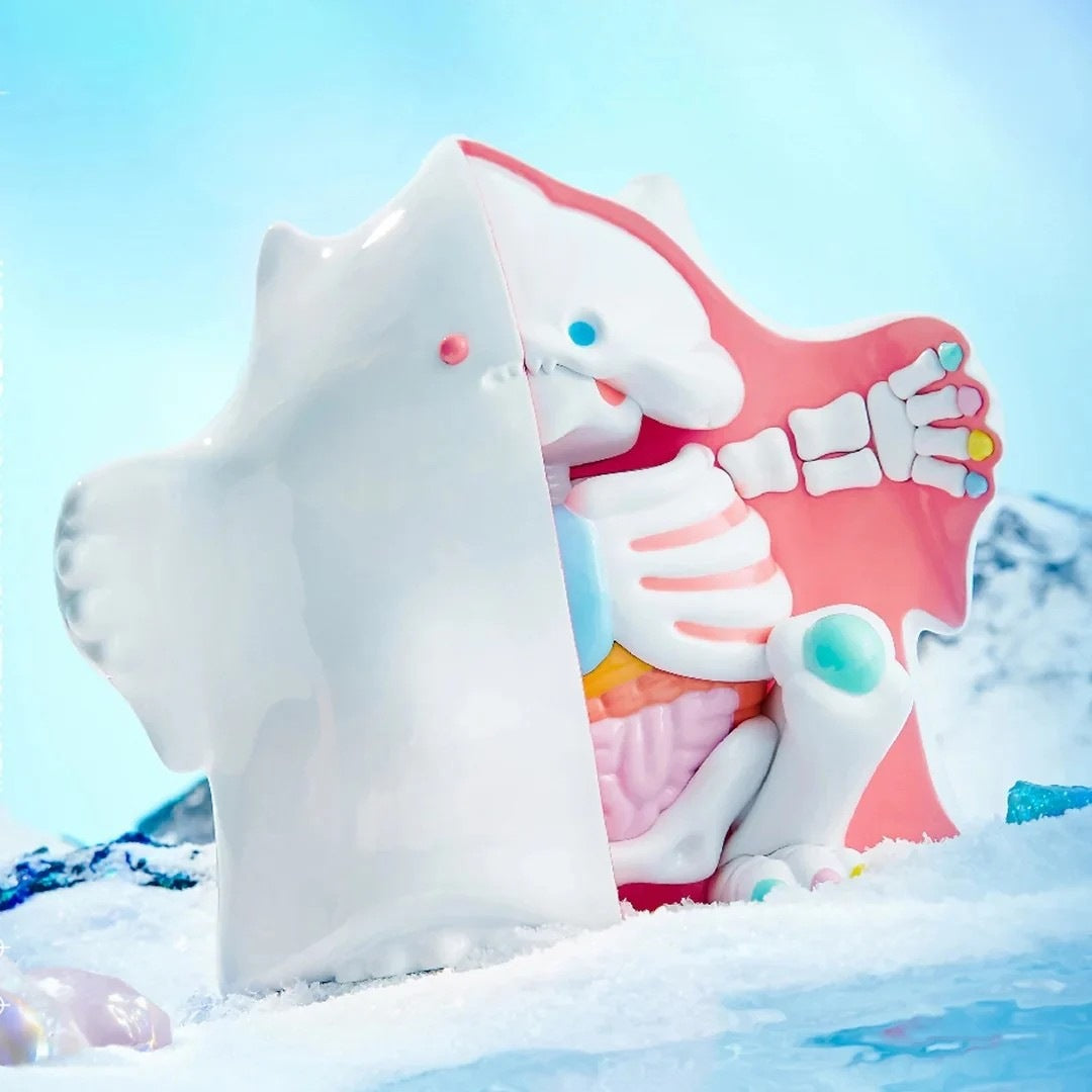 White Yuki 400% figure with pink-and-red open panel, front-right angle