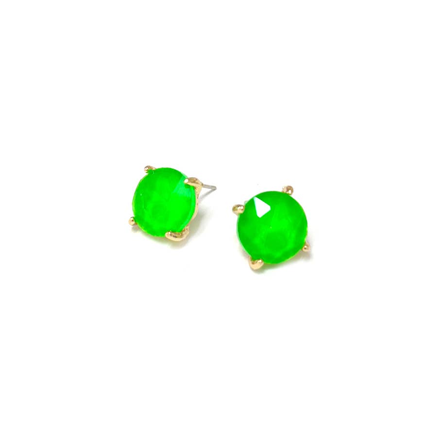 Sterling Silver S925 Post 12mm Round Glass Stud Earrings