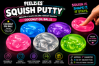 FEELZiES™ Squish Putty™ coconut oil balls assortment with multiple glossy color discs