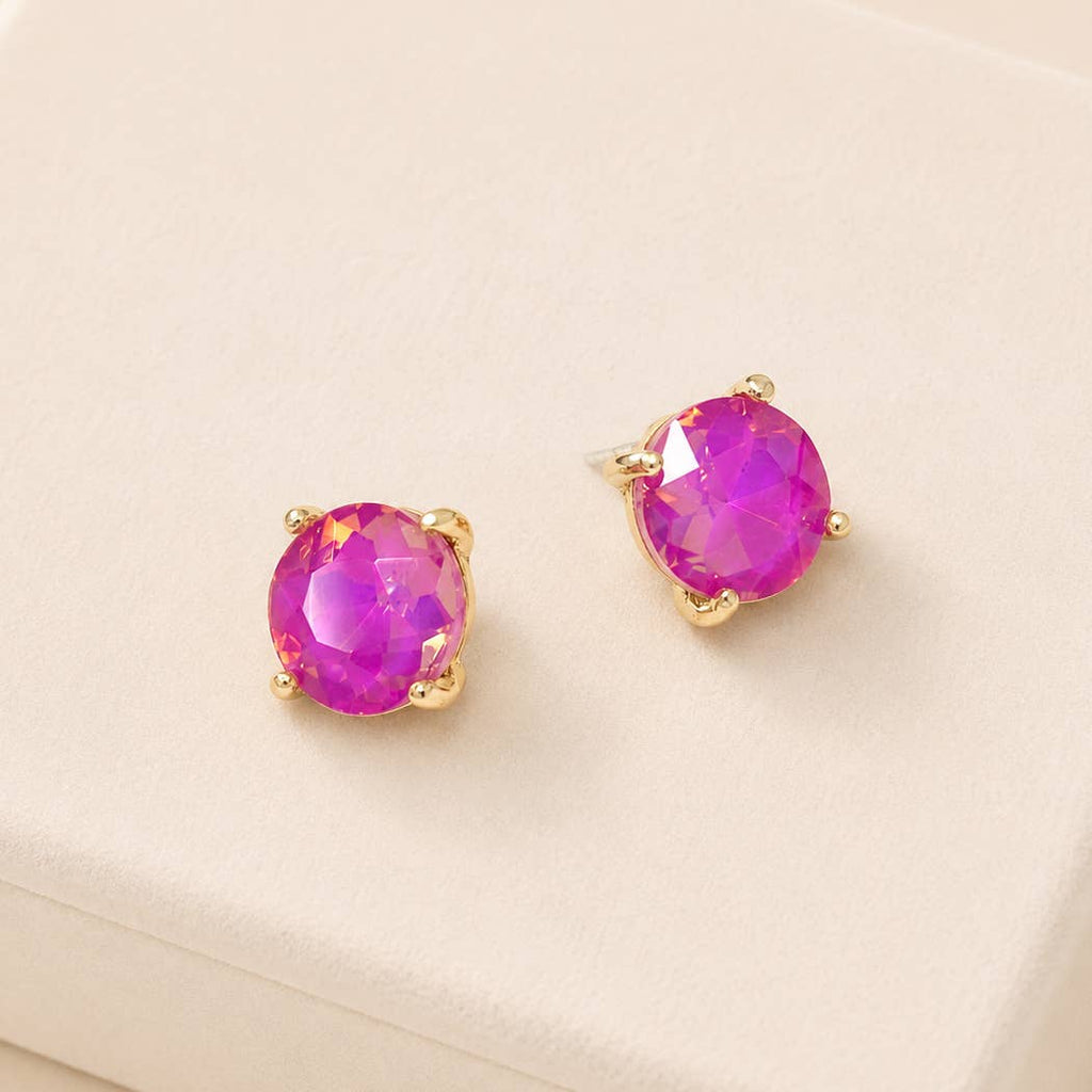 Sterling Silver S925 Post 12mm Round Glass Stud Earrings