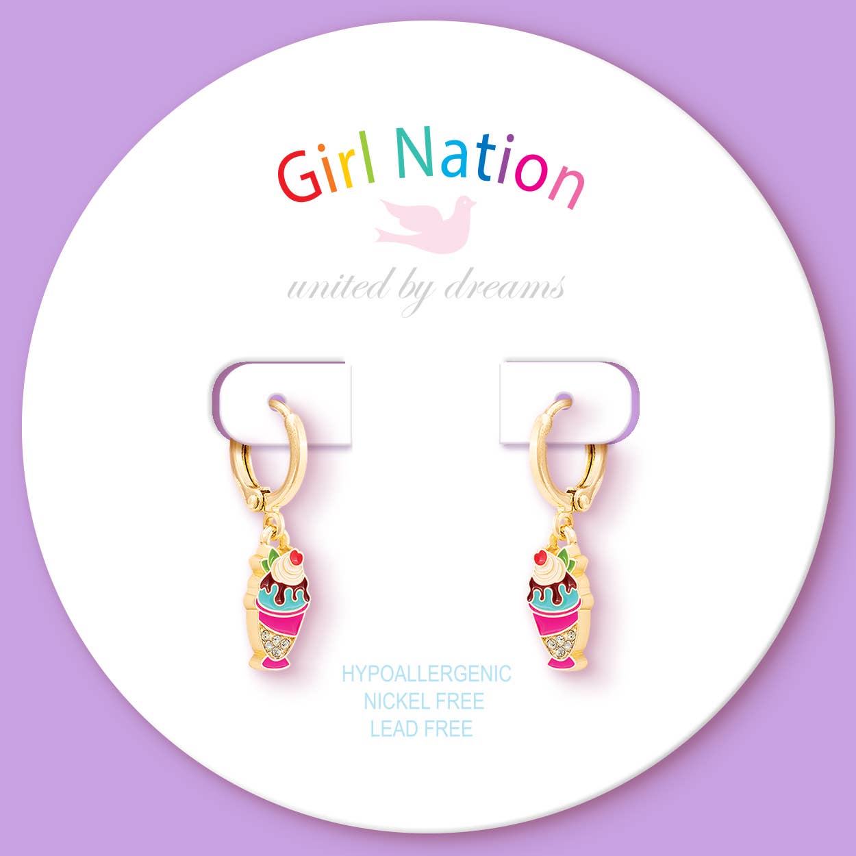 Sundae Sparkles Huggie Hoop Dangle Earrings for Kids