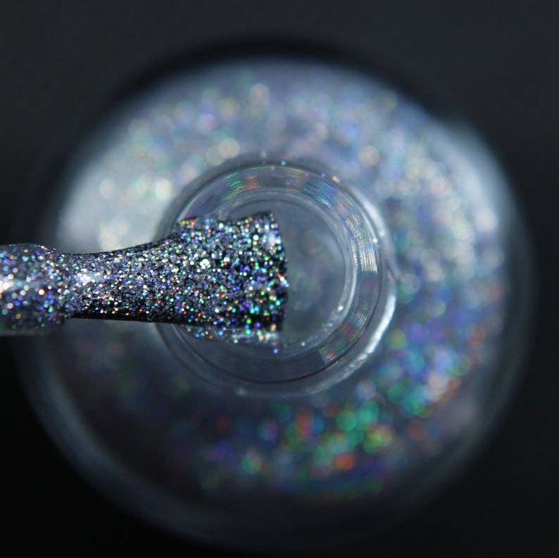 Disco Ball Silver Holographic Glitter Nail Polish - Rainbow Sparkle Collection