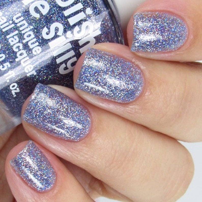 Purple Pizazz Holographic Glitter Nail Polish - Purple Rainbow Sparkle