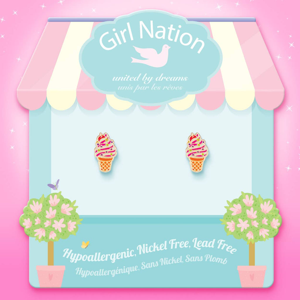 Soft Serve Swirl Cutie Stud Earrings for Kids