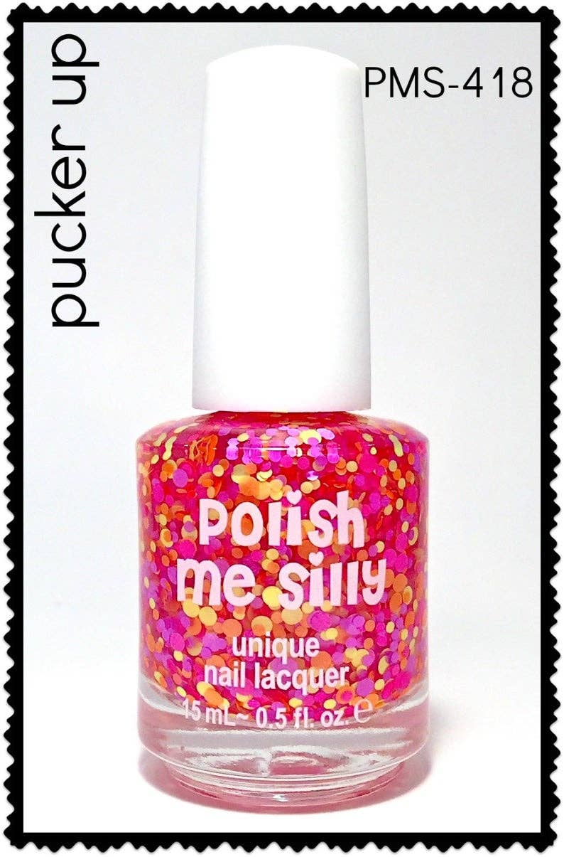 Pucker Up Neon Polka Dot Nail Polish - UV Blacklight Glitter