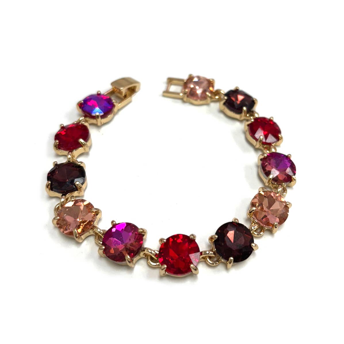 Round Cushion Cut Crystal Glass Linked Bracelet