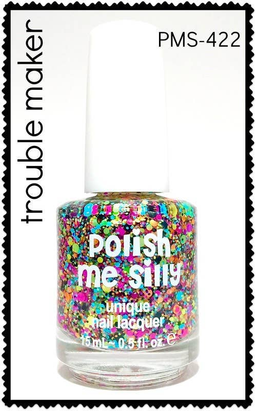 Trouble Maker Neon Polka Dot Nail Polish - UV Blacklight Glitter
