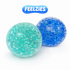 Set of FEELZiES blue and sea glass gem crunch squishy stress balls, bubble texture