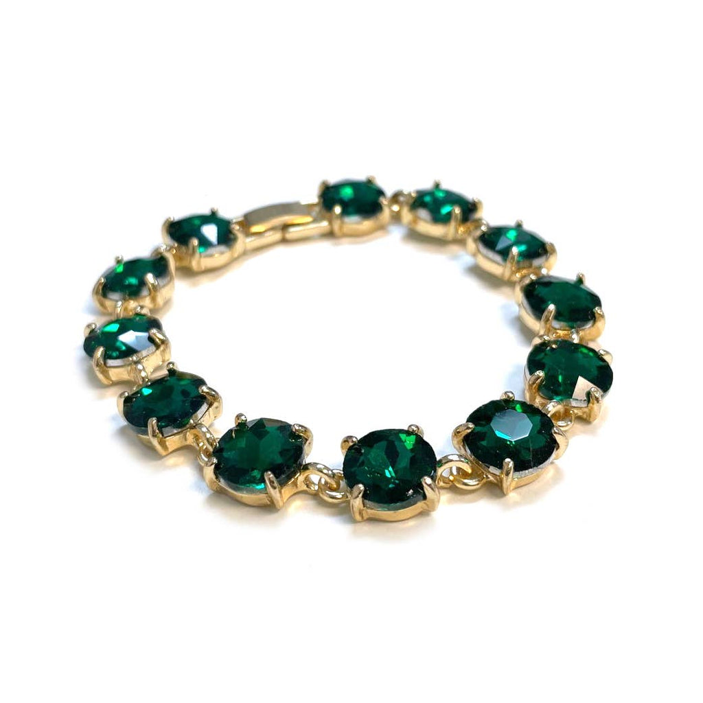 Round Cushion Cut Crystal Glass Linked Bracelet