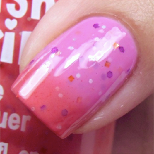 Orange Crush Thermal Color Changing Nail Polish - Pink to Peach Orange with Polka Dots