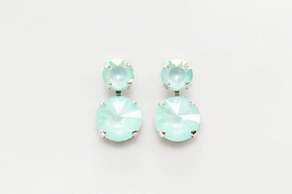 Moon Magic Mint Swarovski Crystal Stacked Earrings