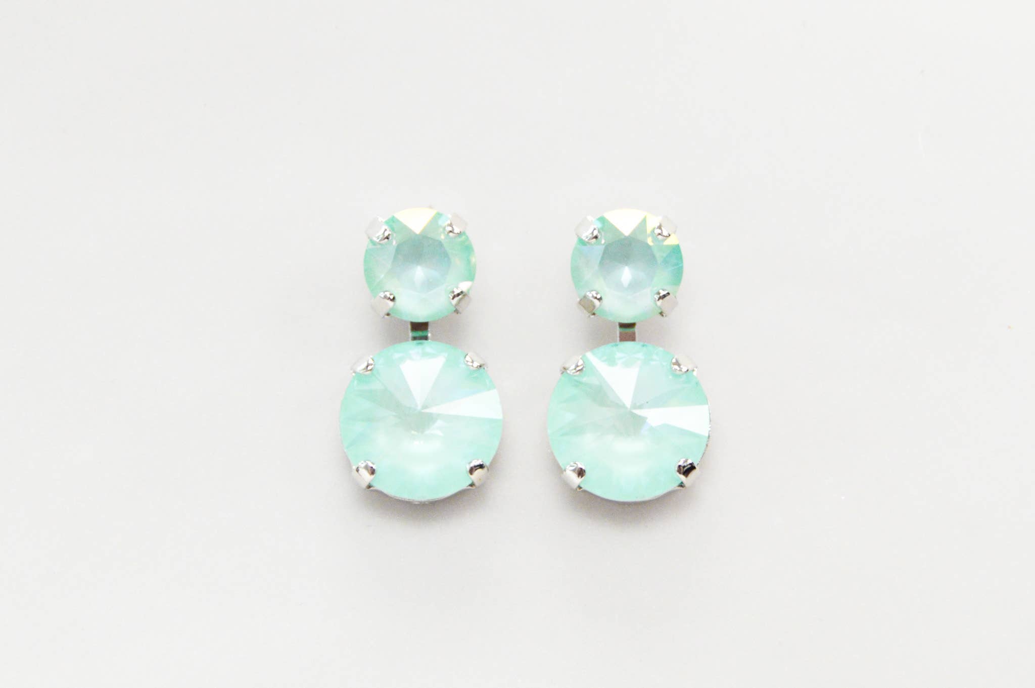 Moon Magic Mint Swarovski Crystal Stacked Earrings