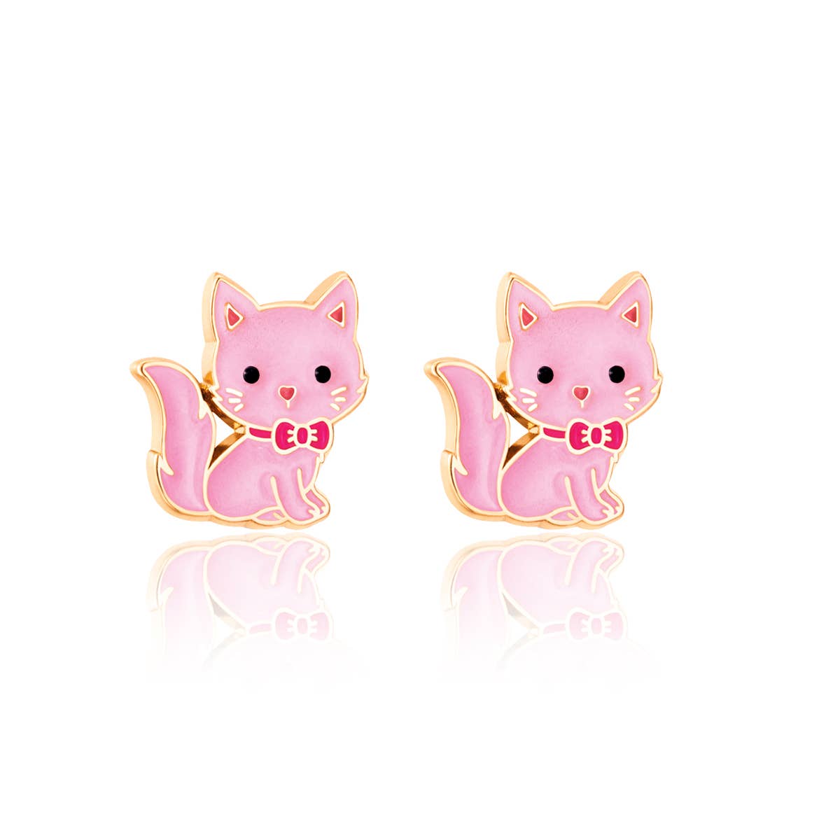 Pink Kitty Cutie Stud Earrings for Kids