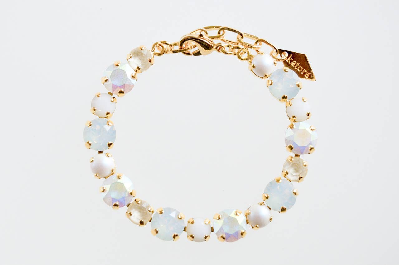 Sea Kissed Opal Pearl Matte Iridescent Swarovski Crystal Bracelet
