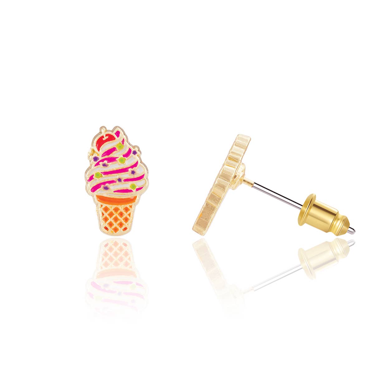 Soft Serve Swirl Cutie Stud Earrings for Kids