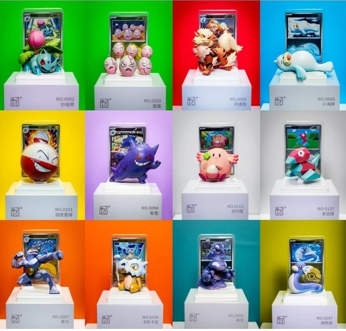 Pokémon Dream Painting Collection 151 figure set, 12 characters displayed on stands