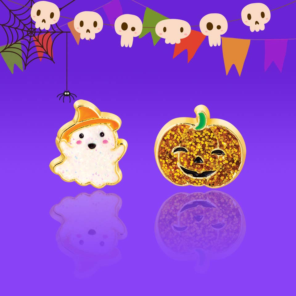Ghost & Gourd Halloween Perfect Pair Earrings for Kids