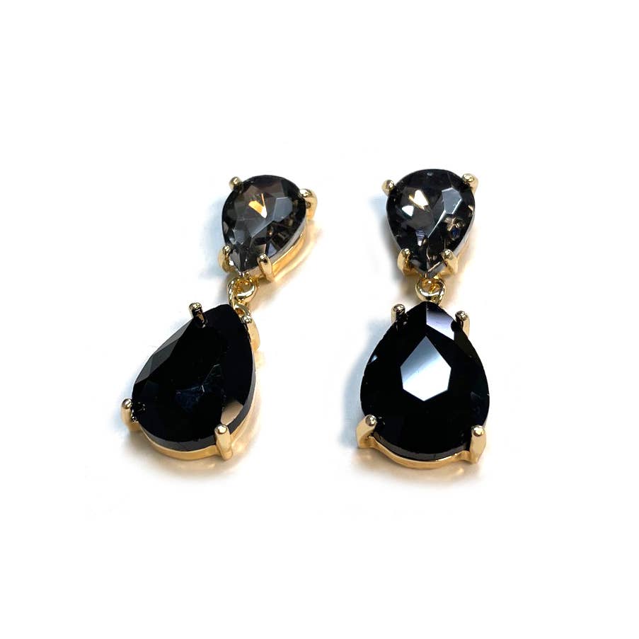 Teardrop Glass Stone Dangle Crystal Bridal Link Earrings