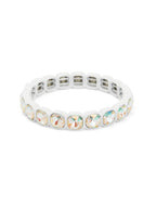 White square crystal stretch bracelet with clear faceted stones