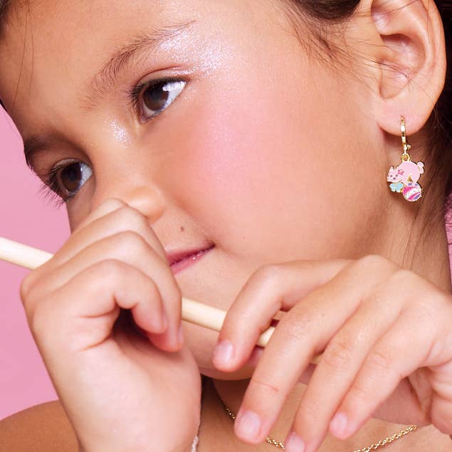 Purr-fect Kitty Huggie Hoop Dangle Earrings for Kids
